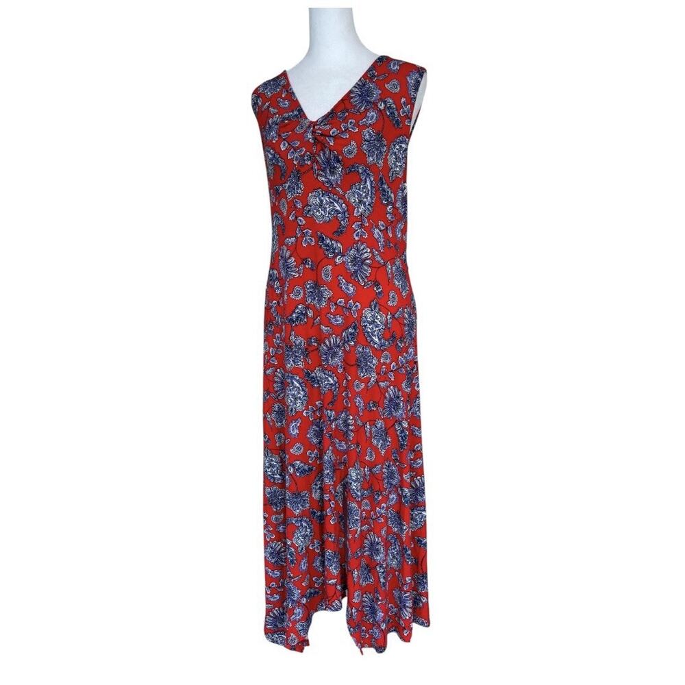 Harper 241 Boho Red Paisley Floral Tank Dress XL Cottagecore Vacay Cruise Resort - Picture 3 of 8